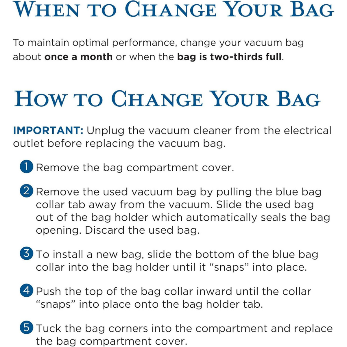 Riccar Charcoal-Lined HEPA Bags for Tandem Air Deluxe Vacuums - 6 Pack - Infographic 2