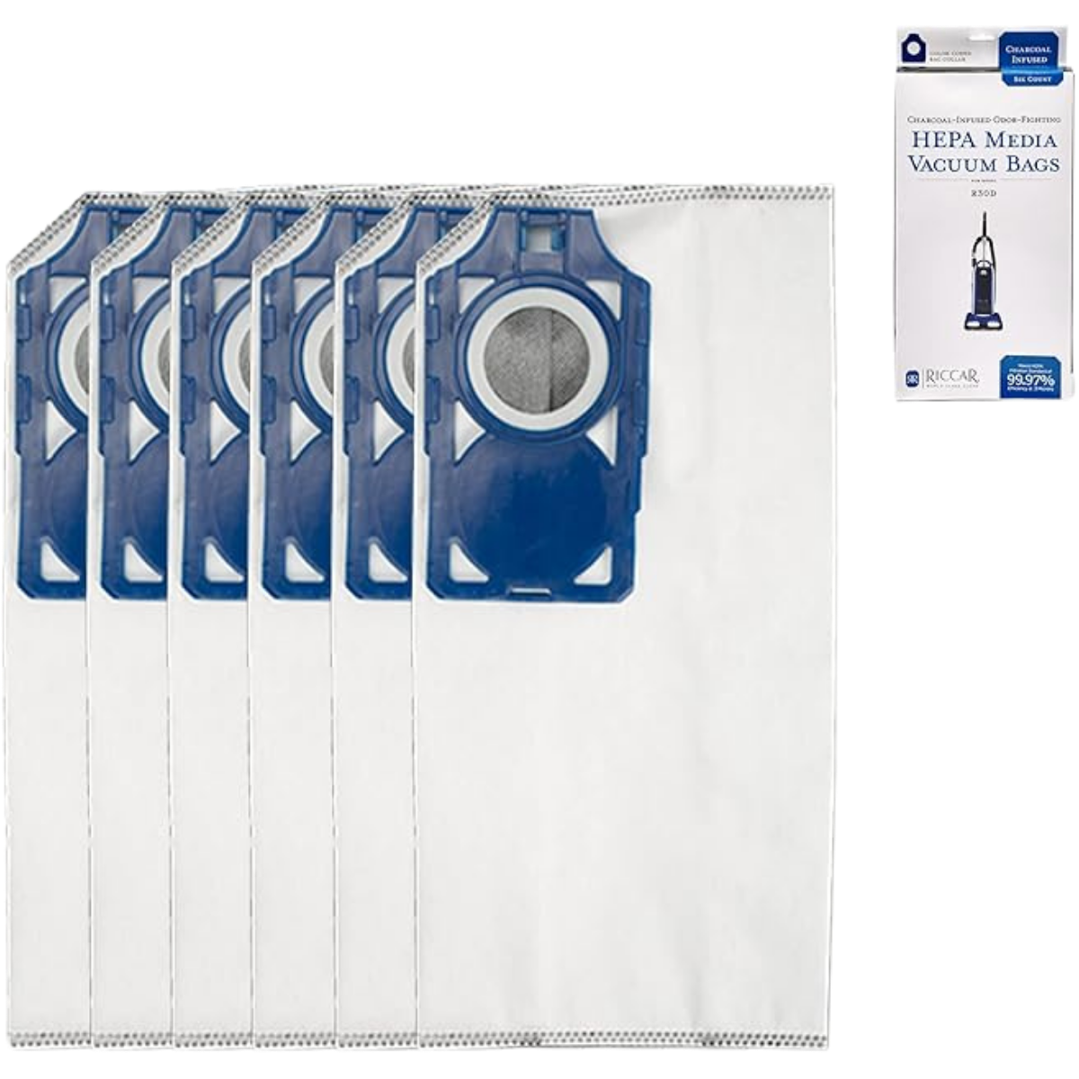 Riccar Charcoal-Lined HEPA Bags for Tandem Air Deluxe Vacuums - 6 Pack - Main