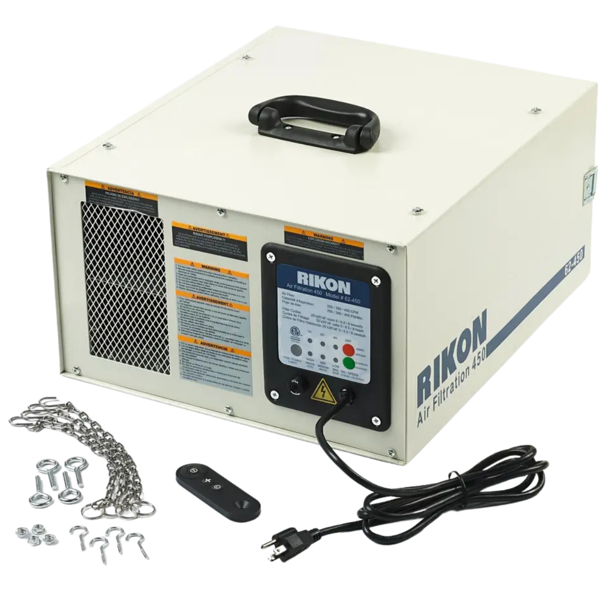 Rikon 450 CFM Air Filtration System for Woodworking - w/ Remote Control