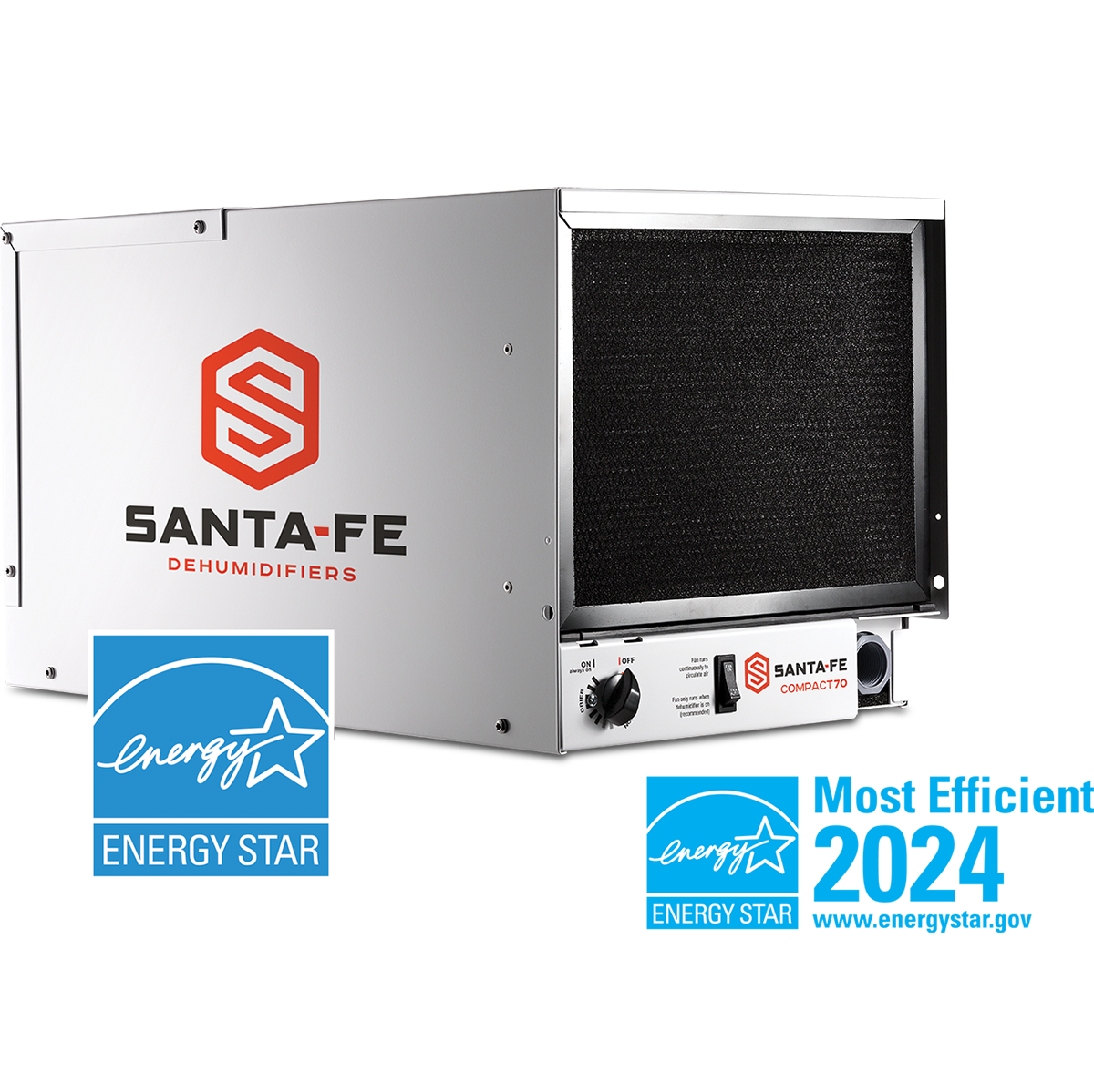 Santa Fe Compact70 Dehumidifier - Energy Star Most Efficient 2024
