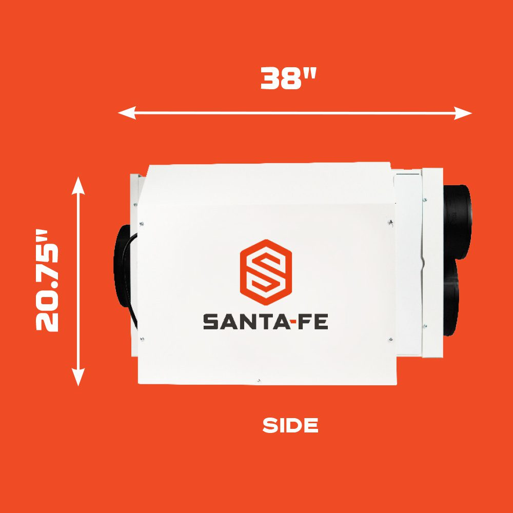 Santa Fe Ultra V205 Ventilating Dehumidifier - Side Dimensions