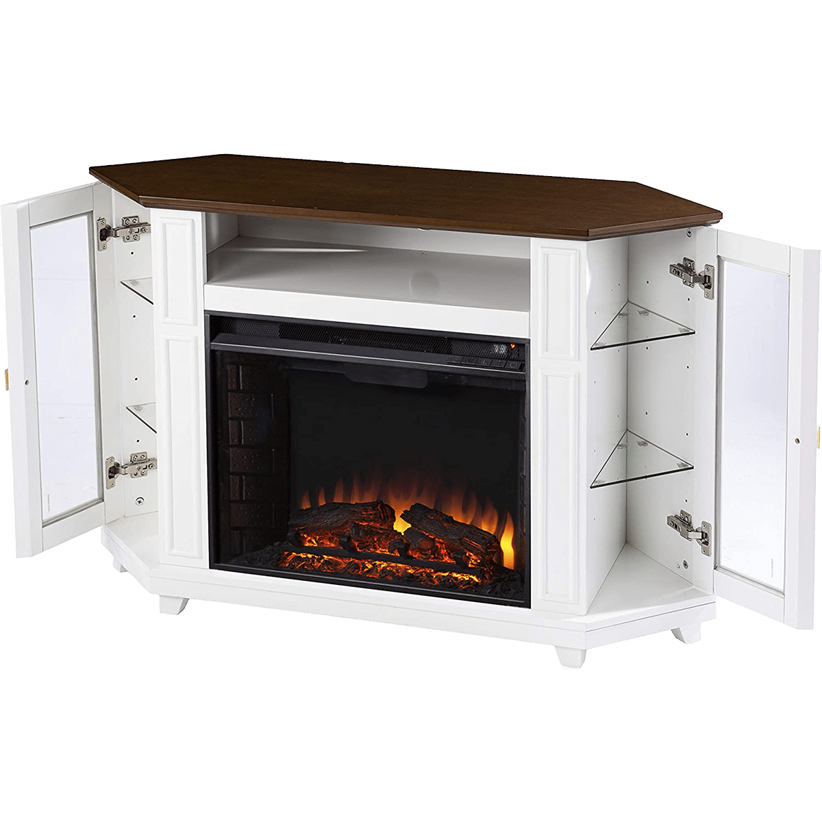 Southern Enterprises Dilvon Electric Fireplace TV Stand - Cabinets