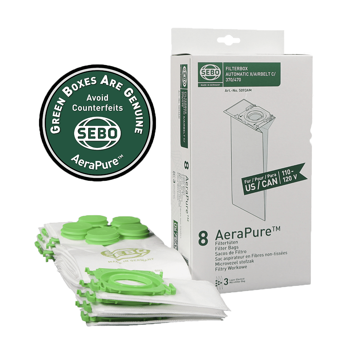 SEBO 5093AM Vacuum Filter Bag Box (X, G, C and 370/470 Series)