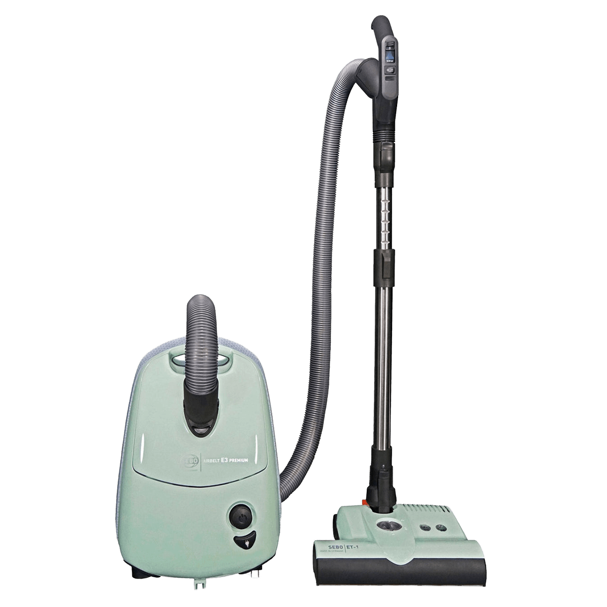 SEBO AIRBELT E3 Premium Canister Vacuum with Dual-Control Handle and Commercial-Quality ET-1 Electric Powerhead - Pastel Mint