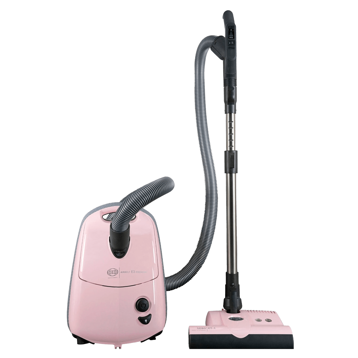 SEBO AIRBELT E3 Premium Canister Vacuum with Dual-Control Handle and Commercial-Quality ET-1 Electric Powerhead - Pastel Pink