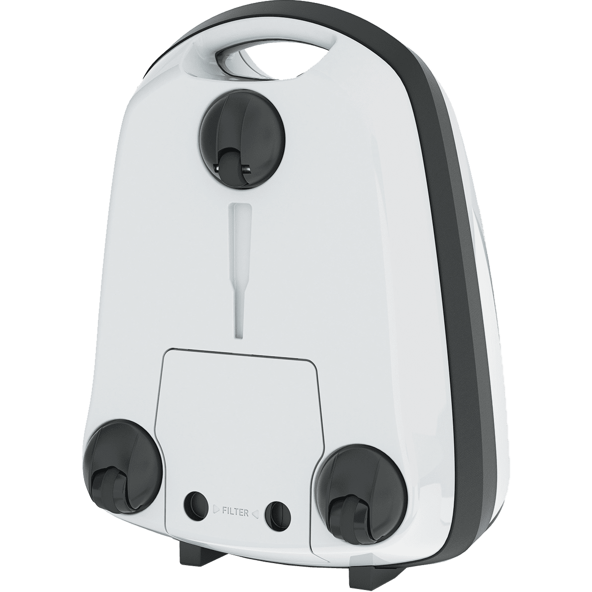 SEBO Airbelt E1 Kombi Canister Vacuum Cleaner - Three rubber-coated wheels protect floors.