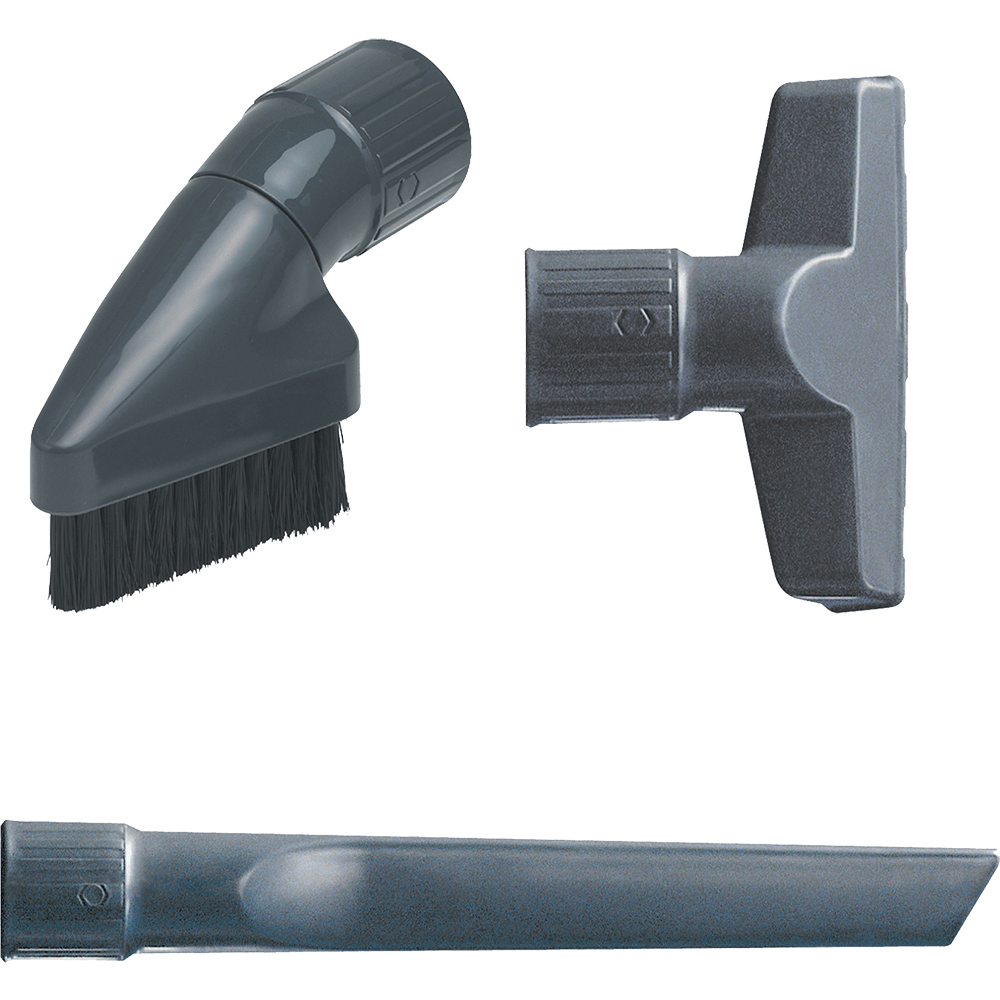 SEBO Automatic X4 Upright Vacuum - On-board tools include crevice tool, dusting brush, and upholstery nozzle.