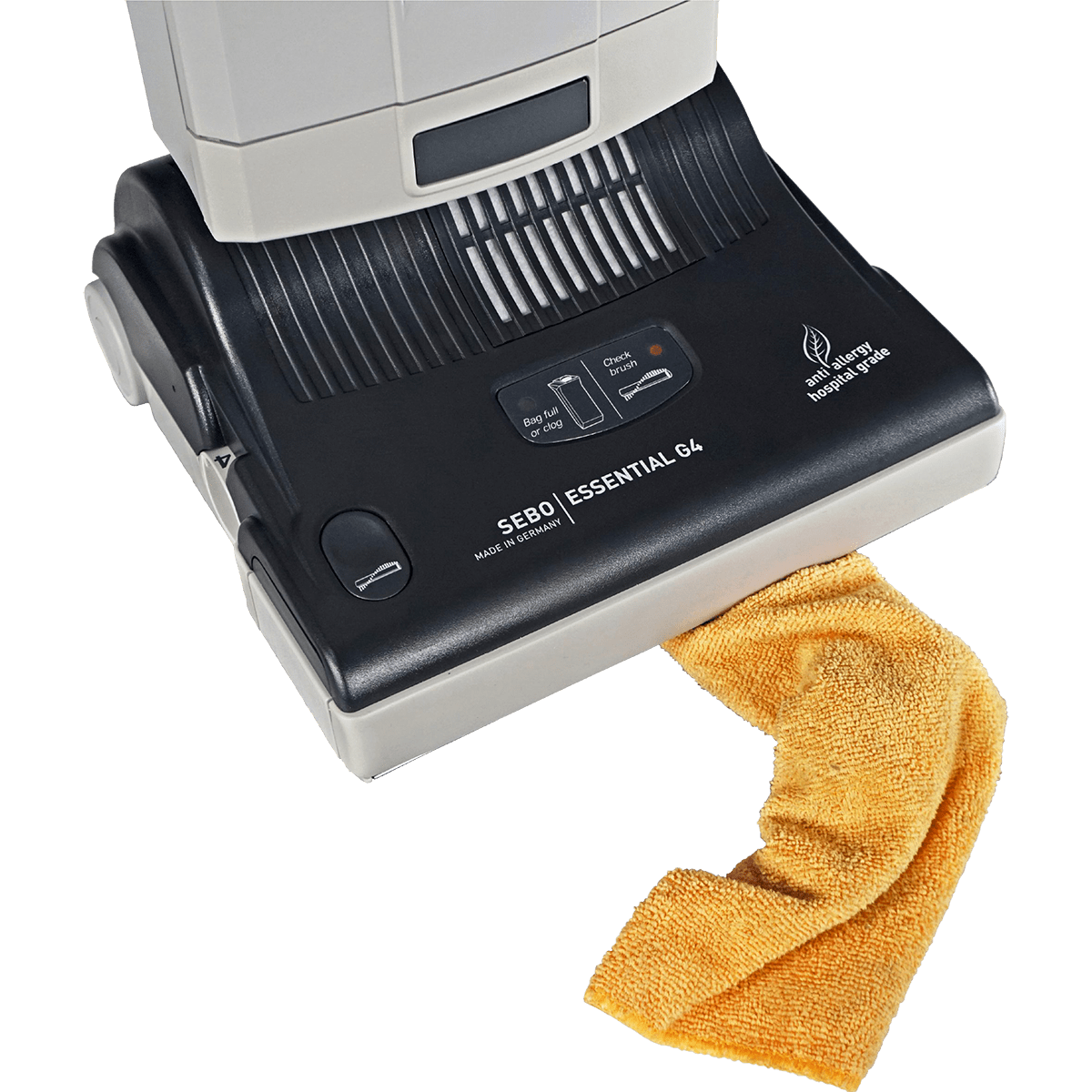 SEBO Essential G4 Upright Vacuum Cleaner - Automatic shit-down when clogged.