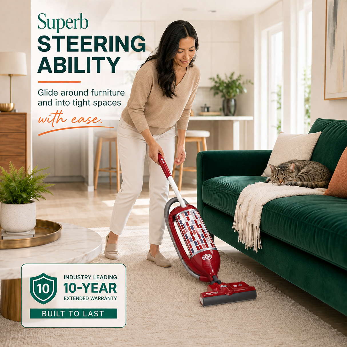 Superb steering promotional image of SEBO Felix Upright Vacuum
