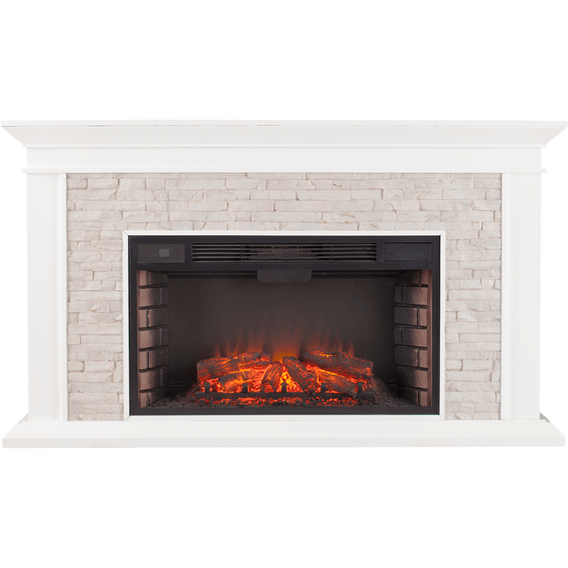 Southern Enterprises (SEI) Canyon Heights Simulated Stone Fireplace - White Front View