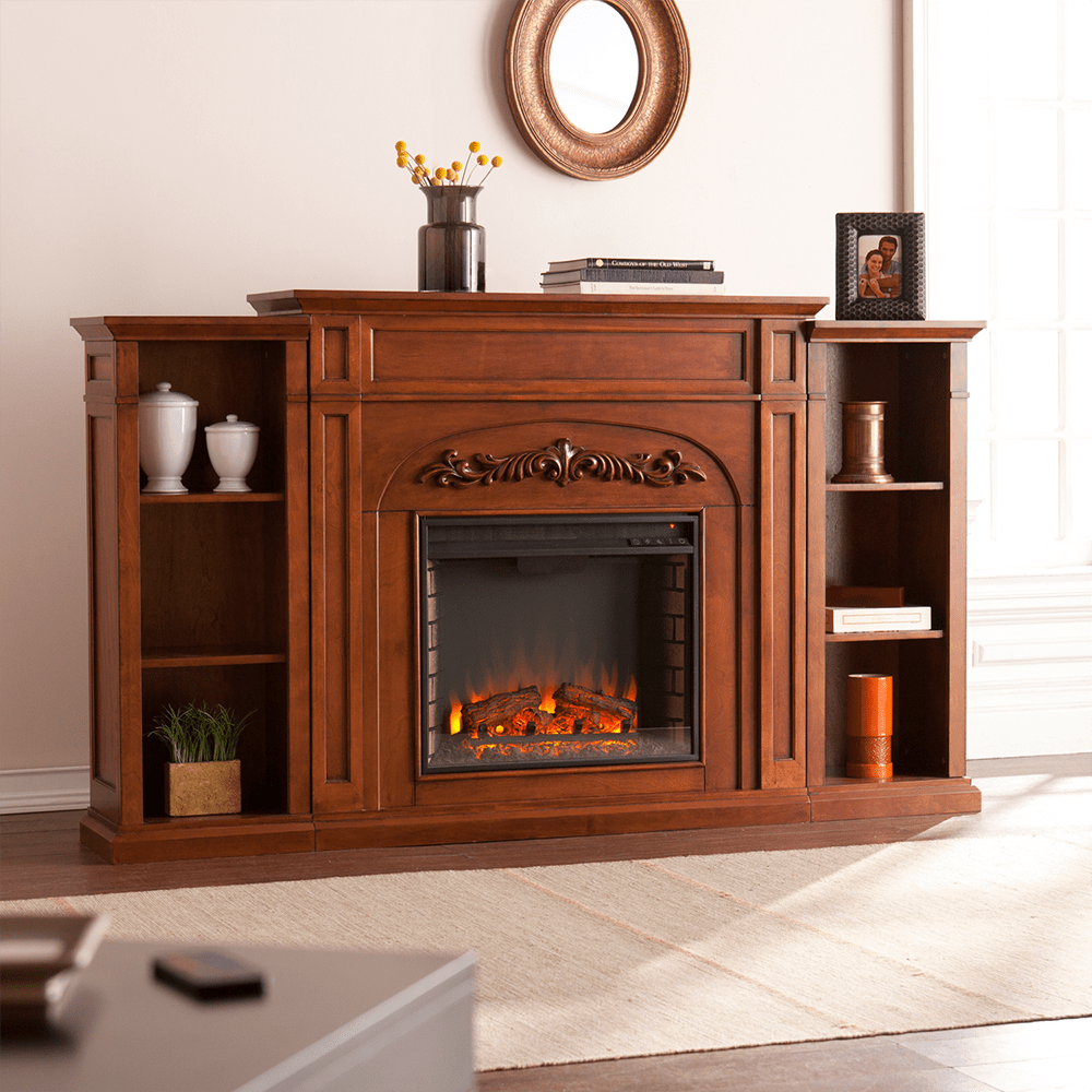 Southern Enterprises (SEI) Chantilly Fireplace with Bookcases lifestyle living room