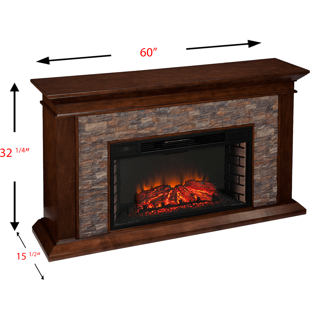 Southern Enterprises (SEI) Canyon Heights Simulated Stone Fireplace - Dimensions
