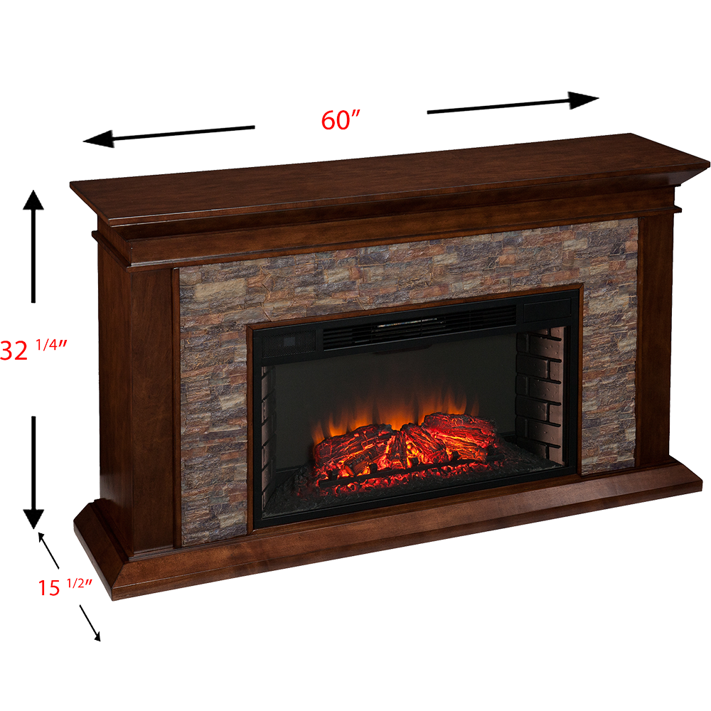 Southern Enterprises (SEI) Canyon Heights Simulated Stone Fireplace - Dimensions