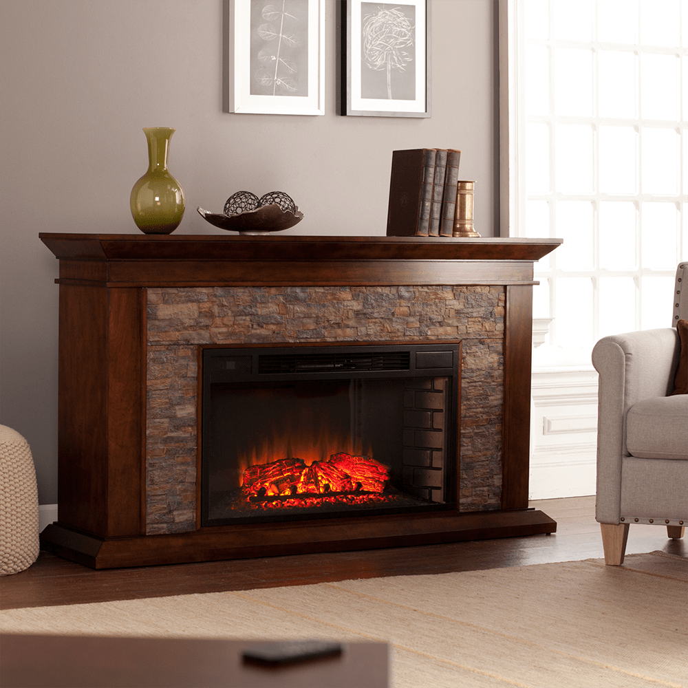 Southern Enterprises (SEI) Canyon Heights Simulated Stone Fireplace - Lifestyle