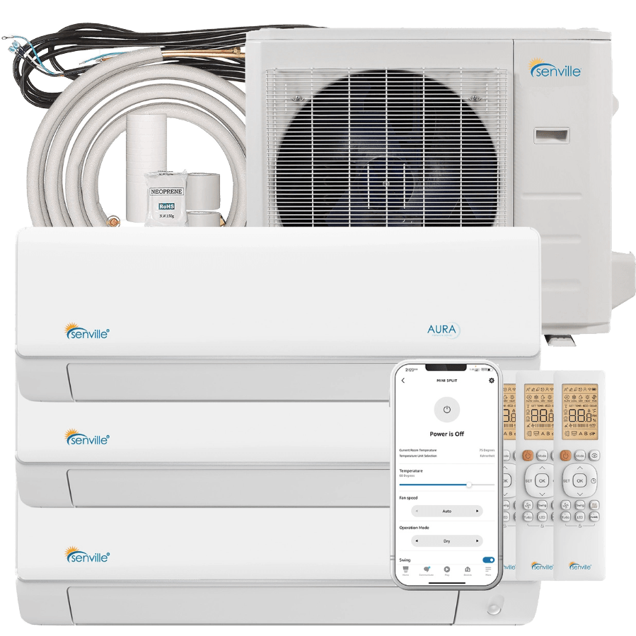 Senville 36,000 BTU Tri-Zone Mini Split Heat Pump