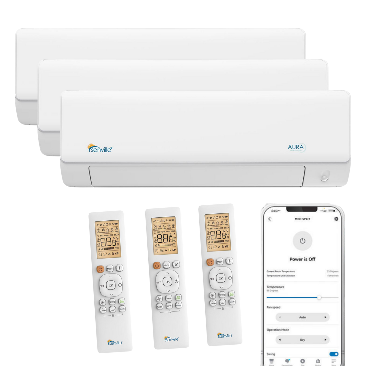 Senville 36,000 BTU Tri-Zone Mini Split Heat Pump