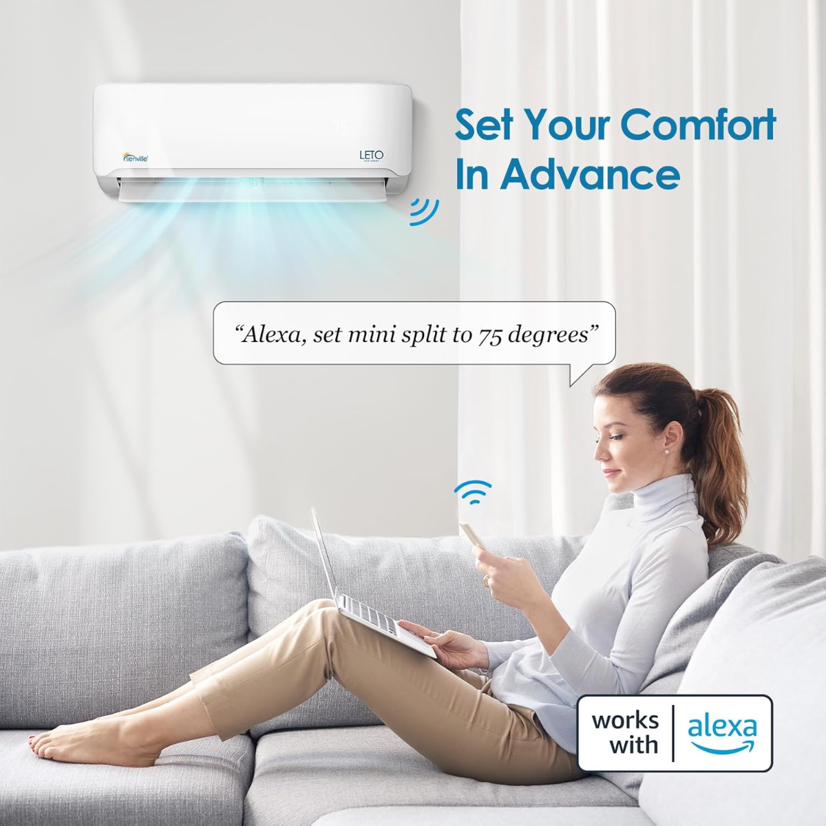 Senville Leto Mini Split Heat Pump w/ Wi-Fi - Infographic 1
