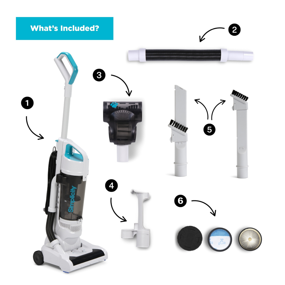 Simplicity Clean Air Bagless Pet Upright Vacuum - Attachments