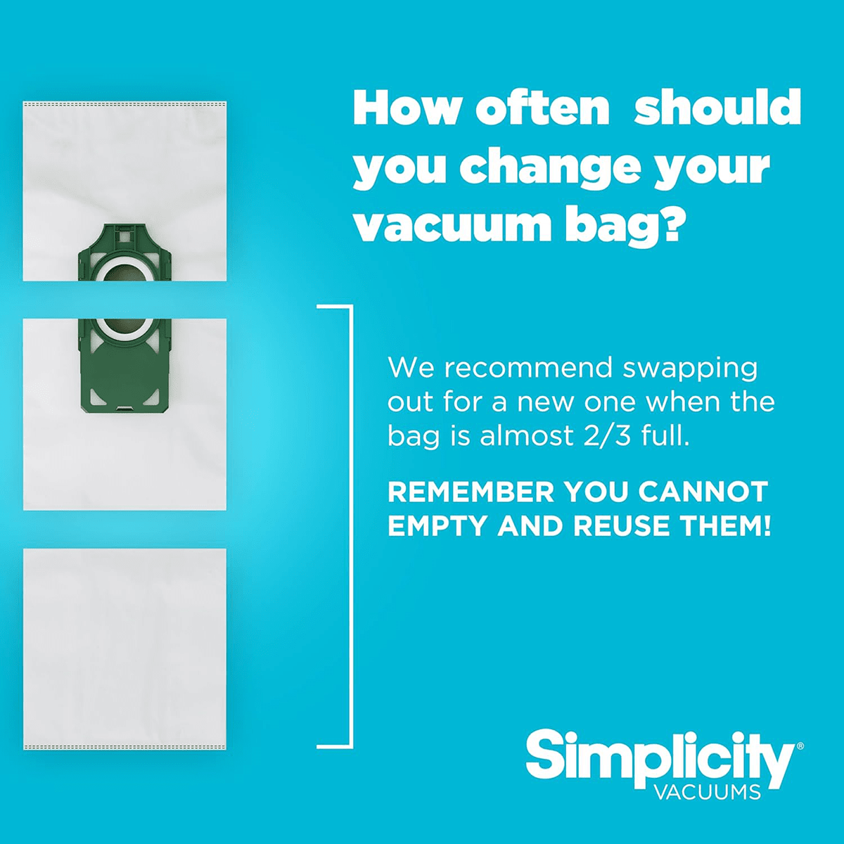 Simplicity Cordless Freedom Self-Sealing HEPA Media Bags w/ Charcoal 6-Pack - Infographic 2