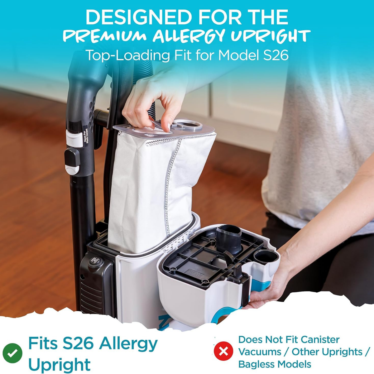 Simplicity Premium Allergy Upright Vacuum HEPA Media Bags 6 Pk - Infographic 1