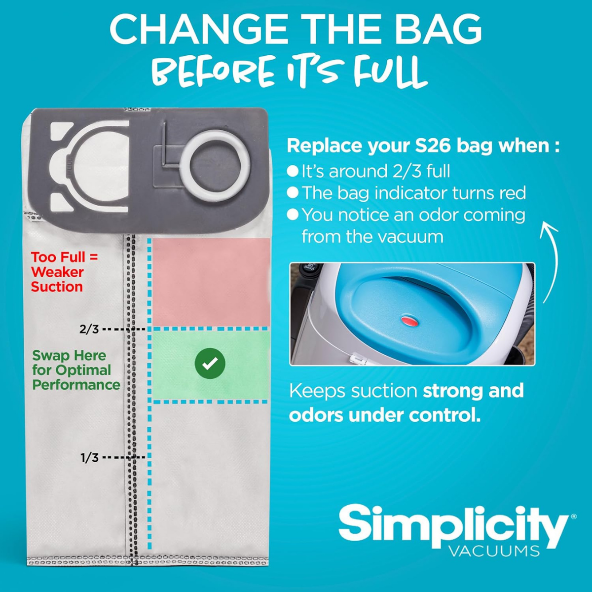 Simplicity Premium Allergy Upright Vacuum HEPA Media Bags 6 Pk - Infographic 2