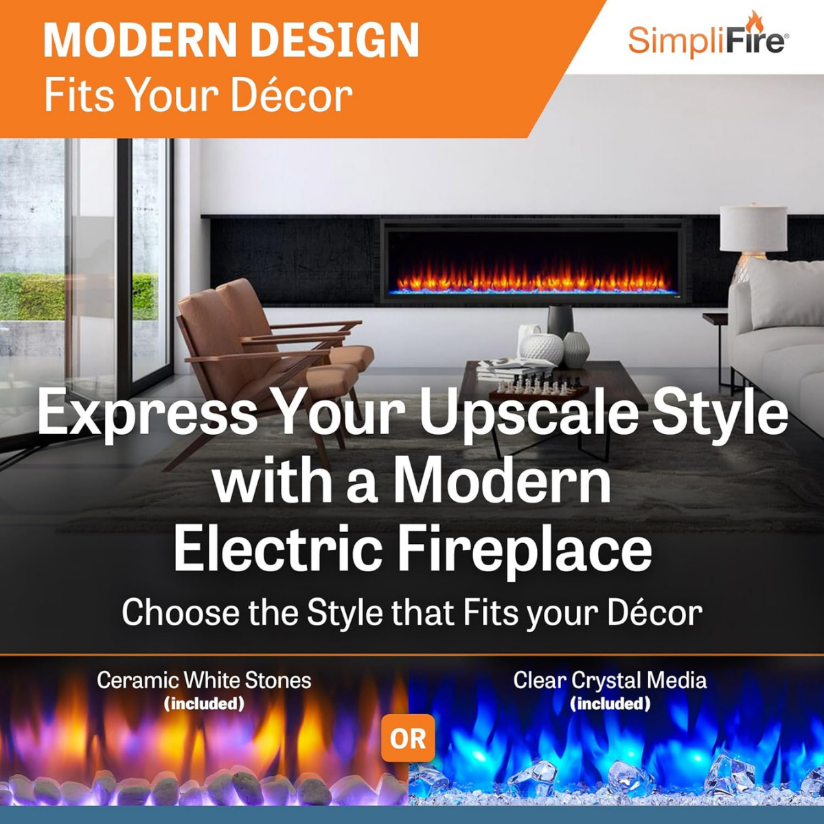 Simplifire Allusion Platinum Recessed Linear Electric Fireplace - Infographic 1
