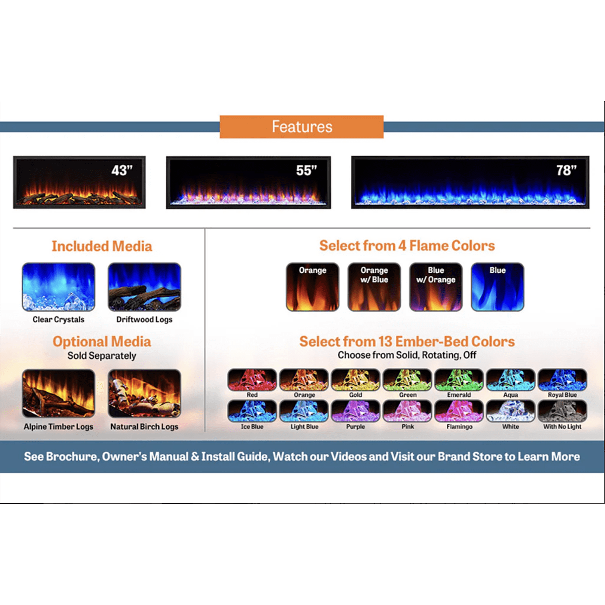 SimpliFire Scion Clean Face Linear Electric Fireplace - Features