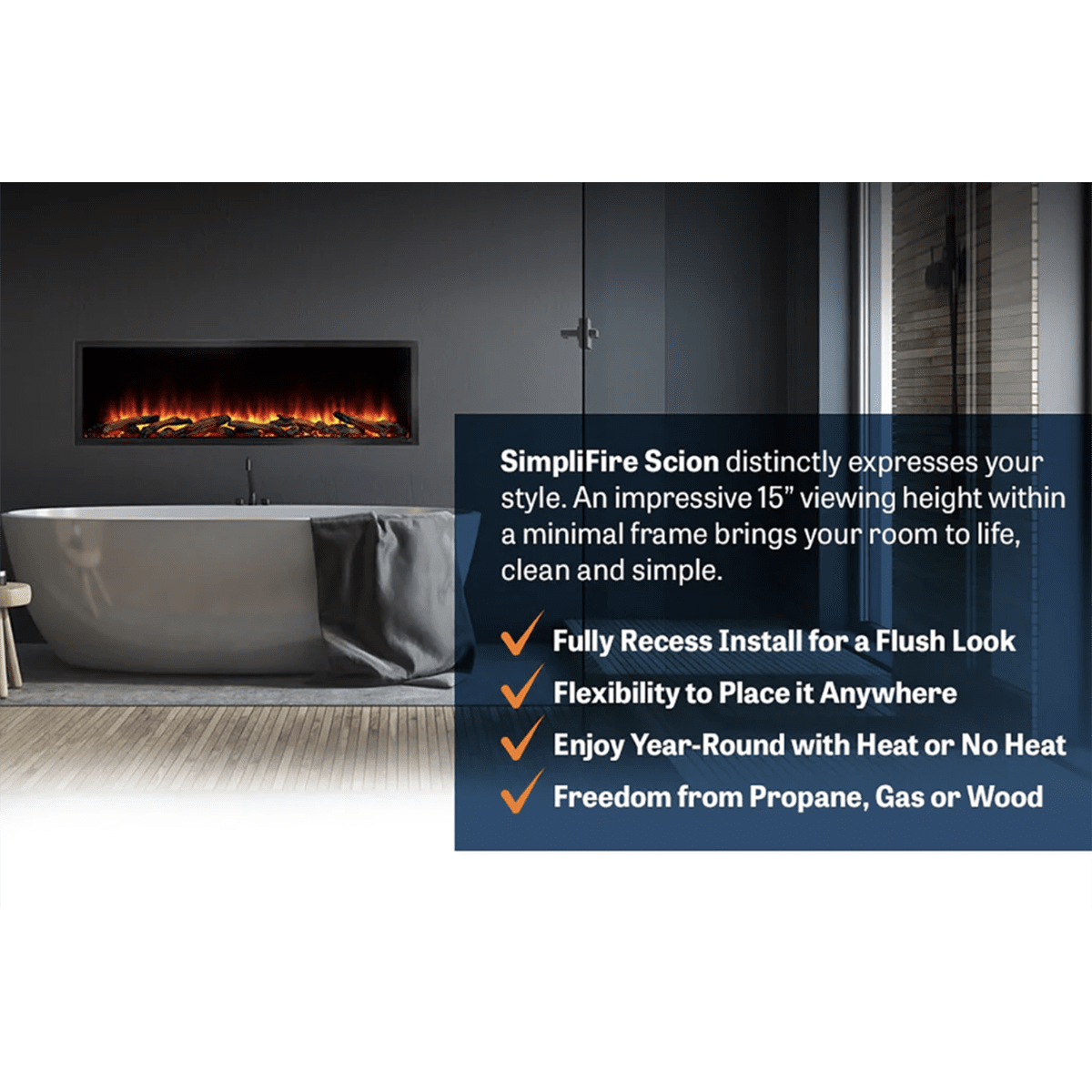 SimpliFire Scion Clean Face Linear Electric Fireplace - Infographic 4
