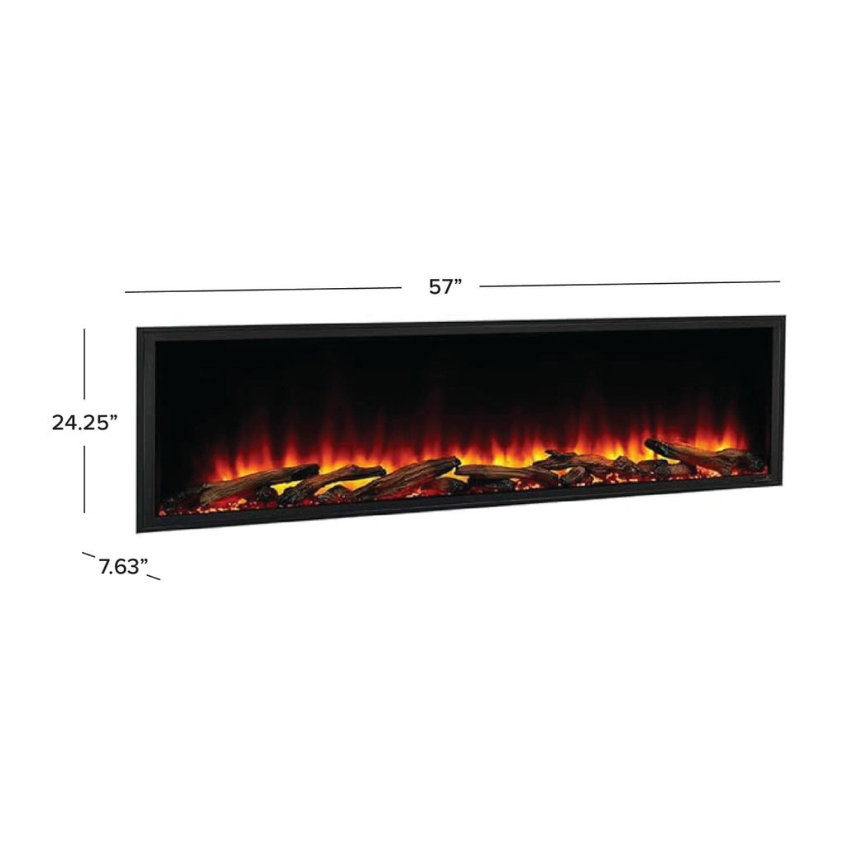 SimpliFire Scion Linear Electric Fireplace 55 Inch - Dimensions