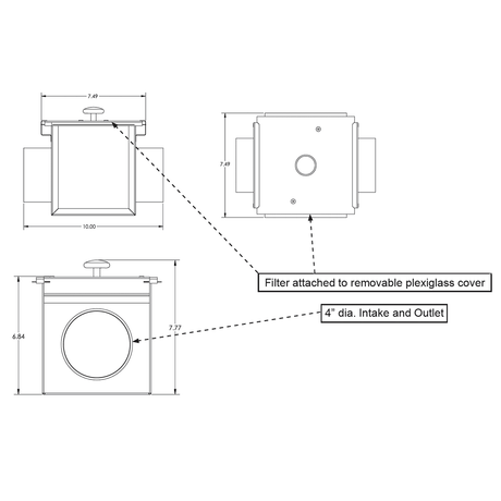 S&P LT-100 Lint Trap for Dryer Booster Fan - Dimensions