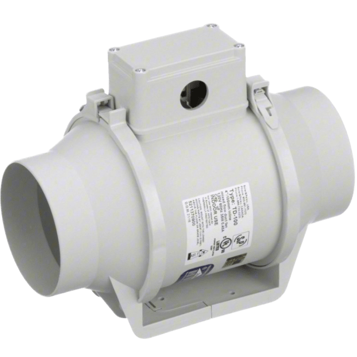 S&P TD-100(X) 4-inch Mixed Flow Inline Duct Fan - Angle 1