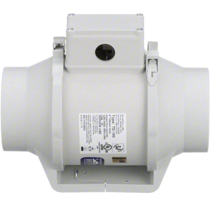 S&P TD-100(X) 4-inch Mixed Flow Inline Duct Fan - Front