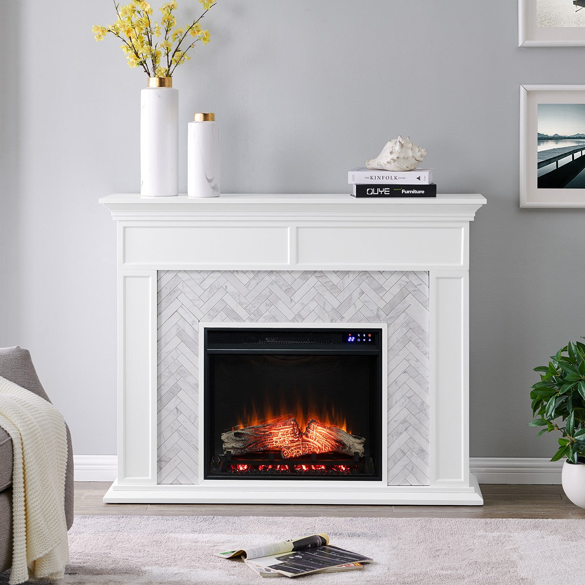 Southern Enterprises Torlington Marble Tiled Electric Fireplace