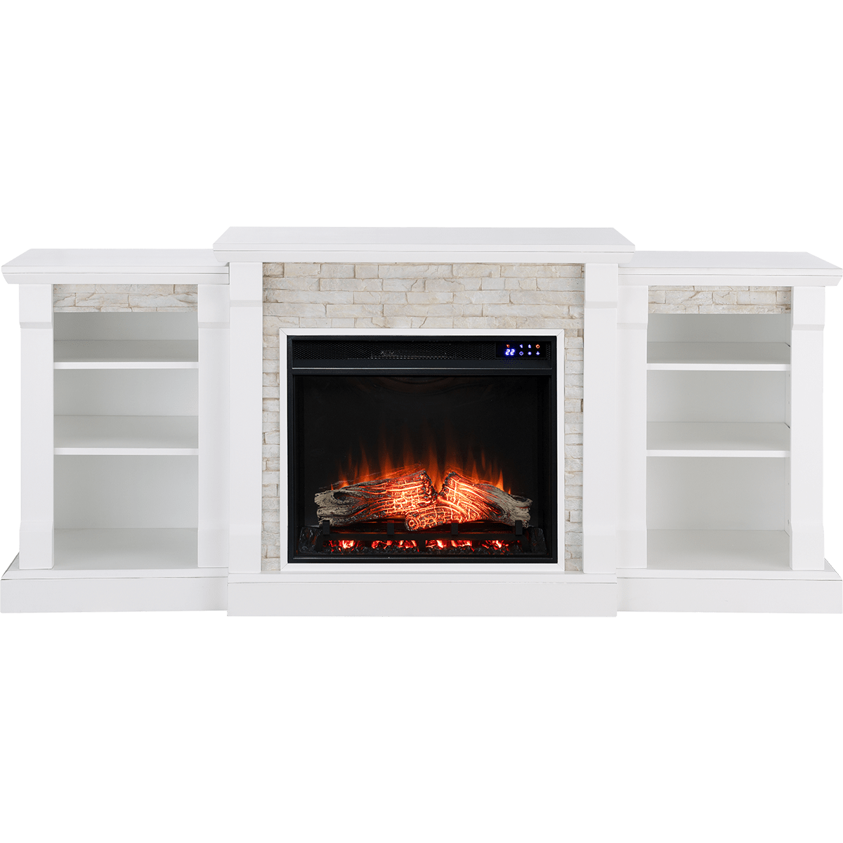 Southern Enterprises Gallatin Faux Stone Fireplace - Enhanced White