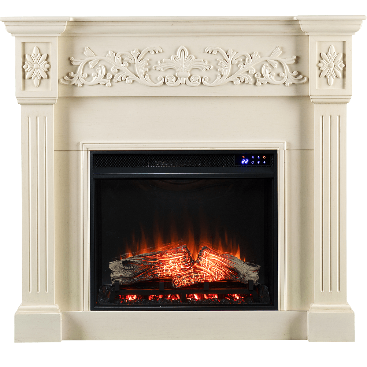 Southern Enterprises Calvert Electric Fireplace - Ivory with Enhanced Firebox