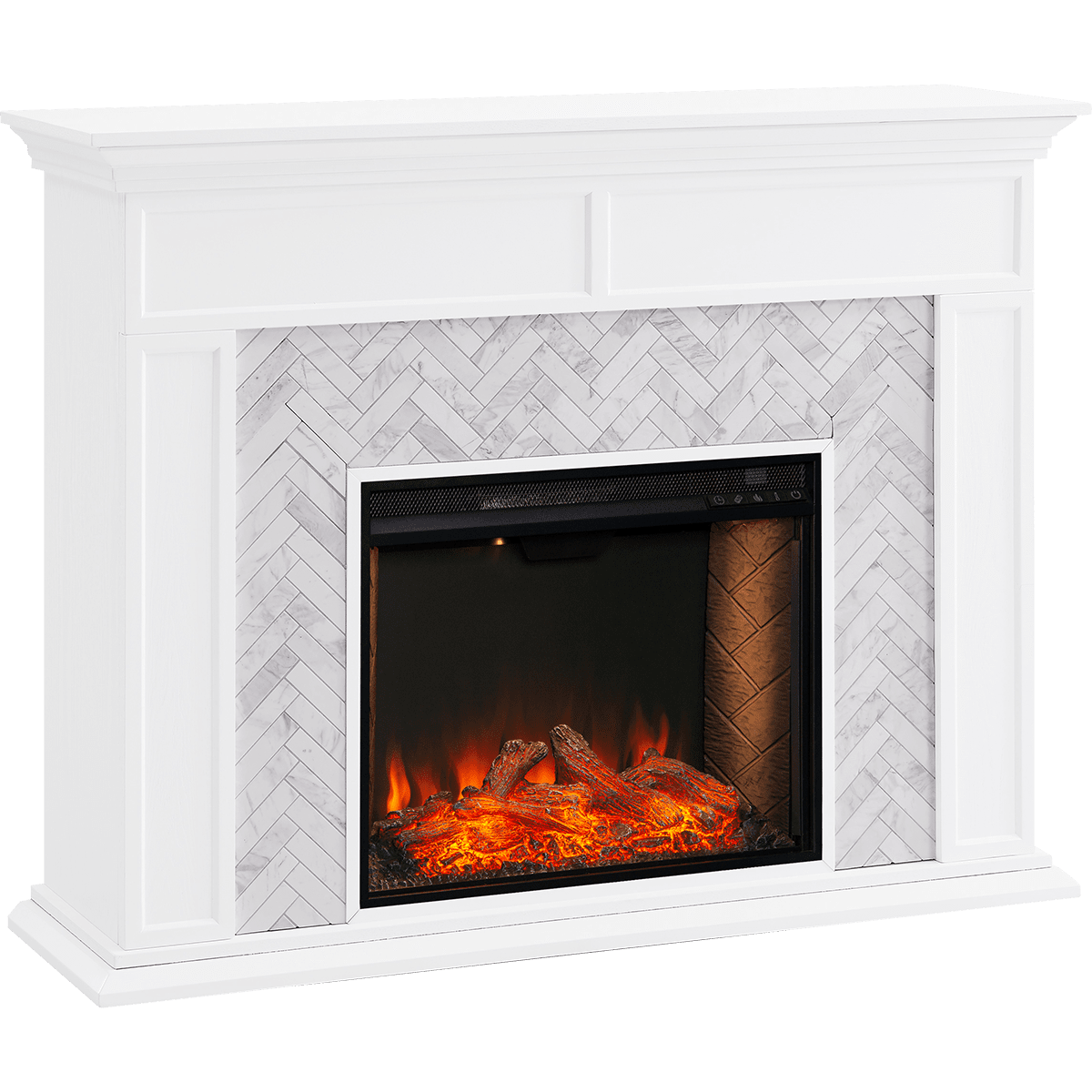 Southern Enterprises Torlington Marble Tiled Alexa-Enabled Electric Fireplace - Angle
