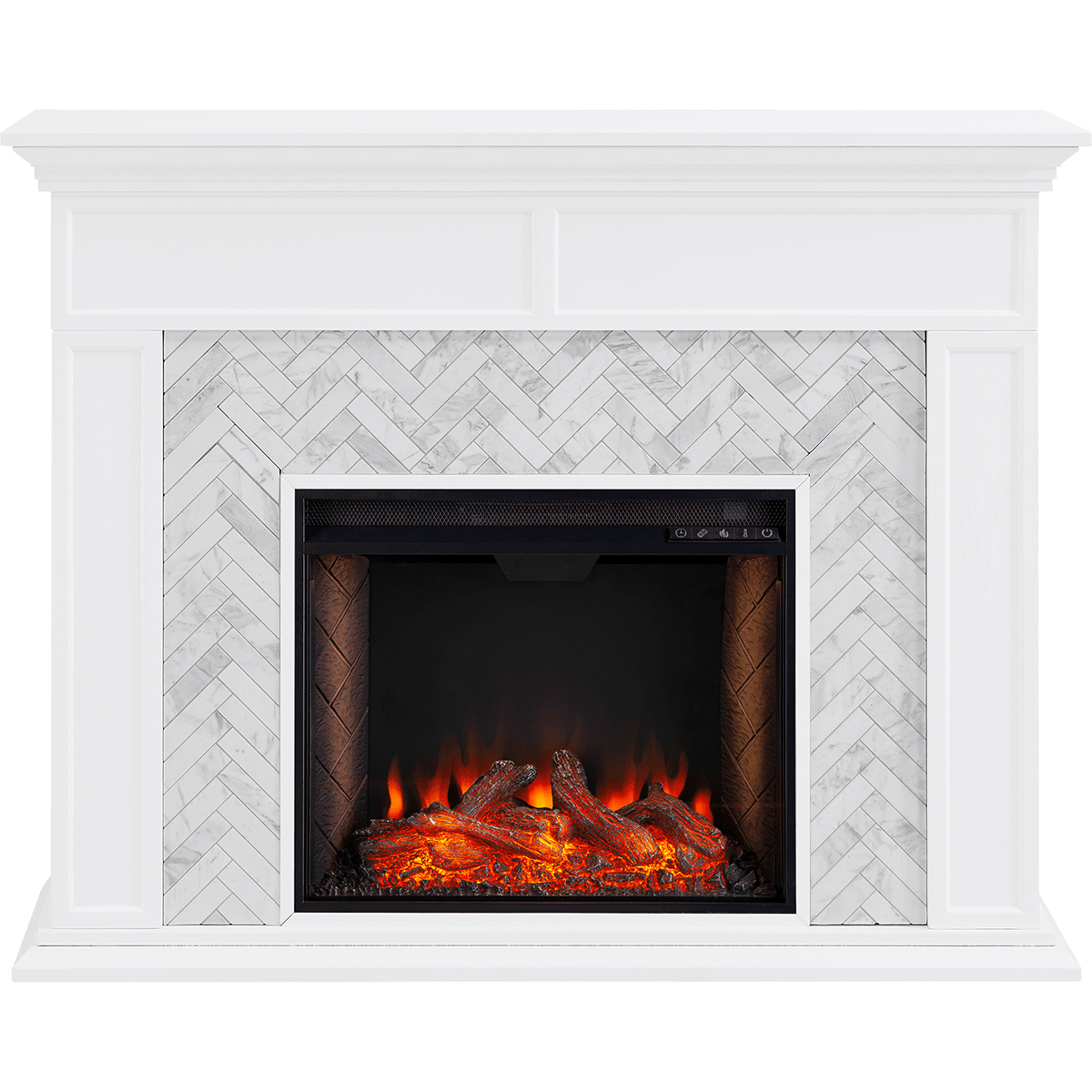 Southern Enterprises Torlington Marble Tiled Alexa-Enabled Electric Fireplace