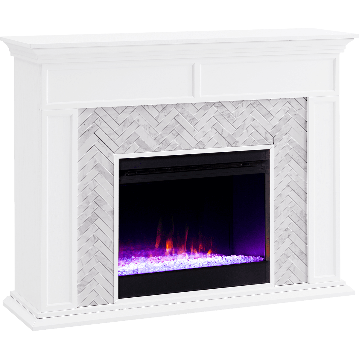 Southern Enterprises Torlington Marble Tiled Electric Fireplace - Angle