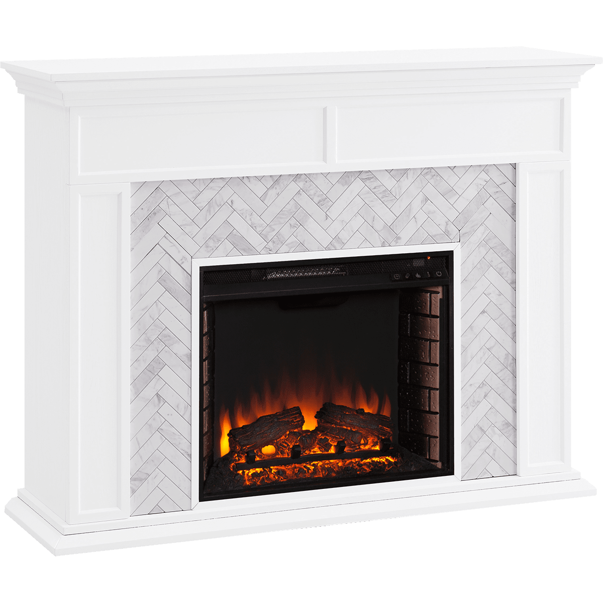 Southern Enterprises Torlington Marble Tiled Electric Fireplace - Angle