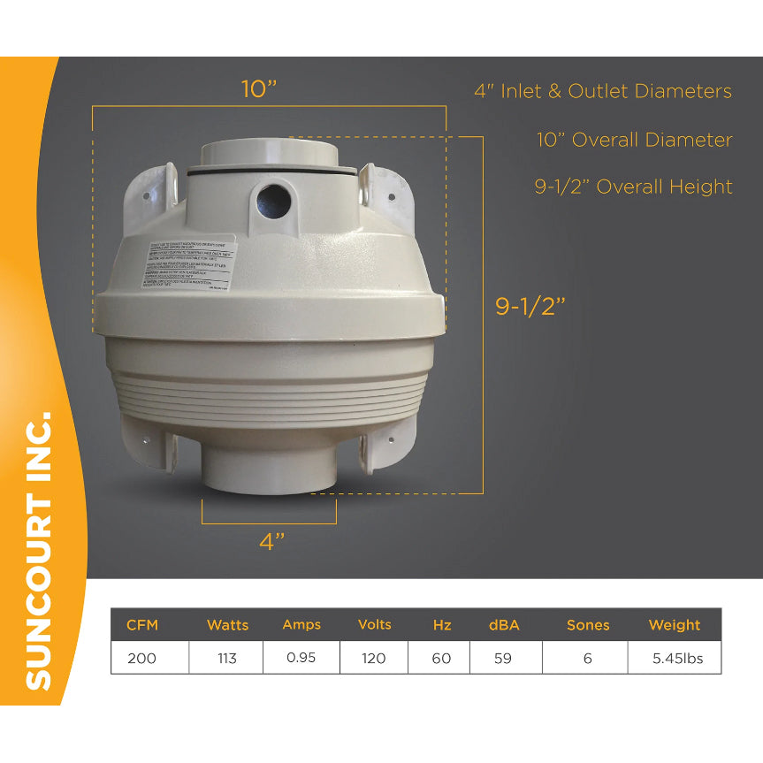 Suncourt Centrax Dryer Booster Fan Kit - Dimensions
