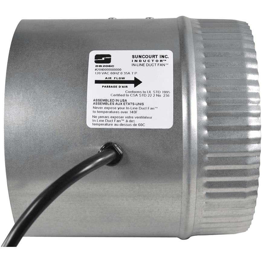 Suncourt Inductor Corded In-Line Duct Fan - 6" Diameter