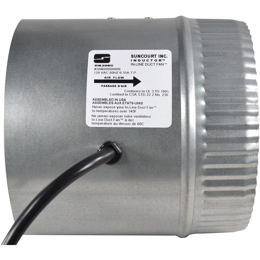 Suncourt Inductor Corded In-Line Duct Fan - 6" Diameter