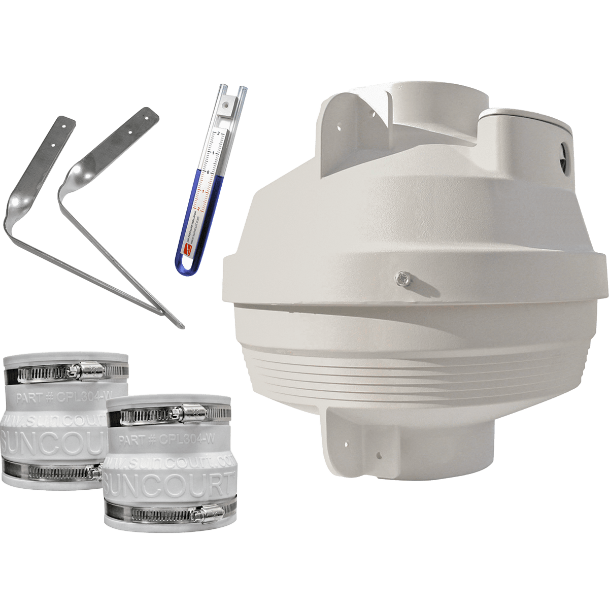 Suncourt Radon Fan Mitigation Kit - 4" to 3" Diameter Couplers