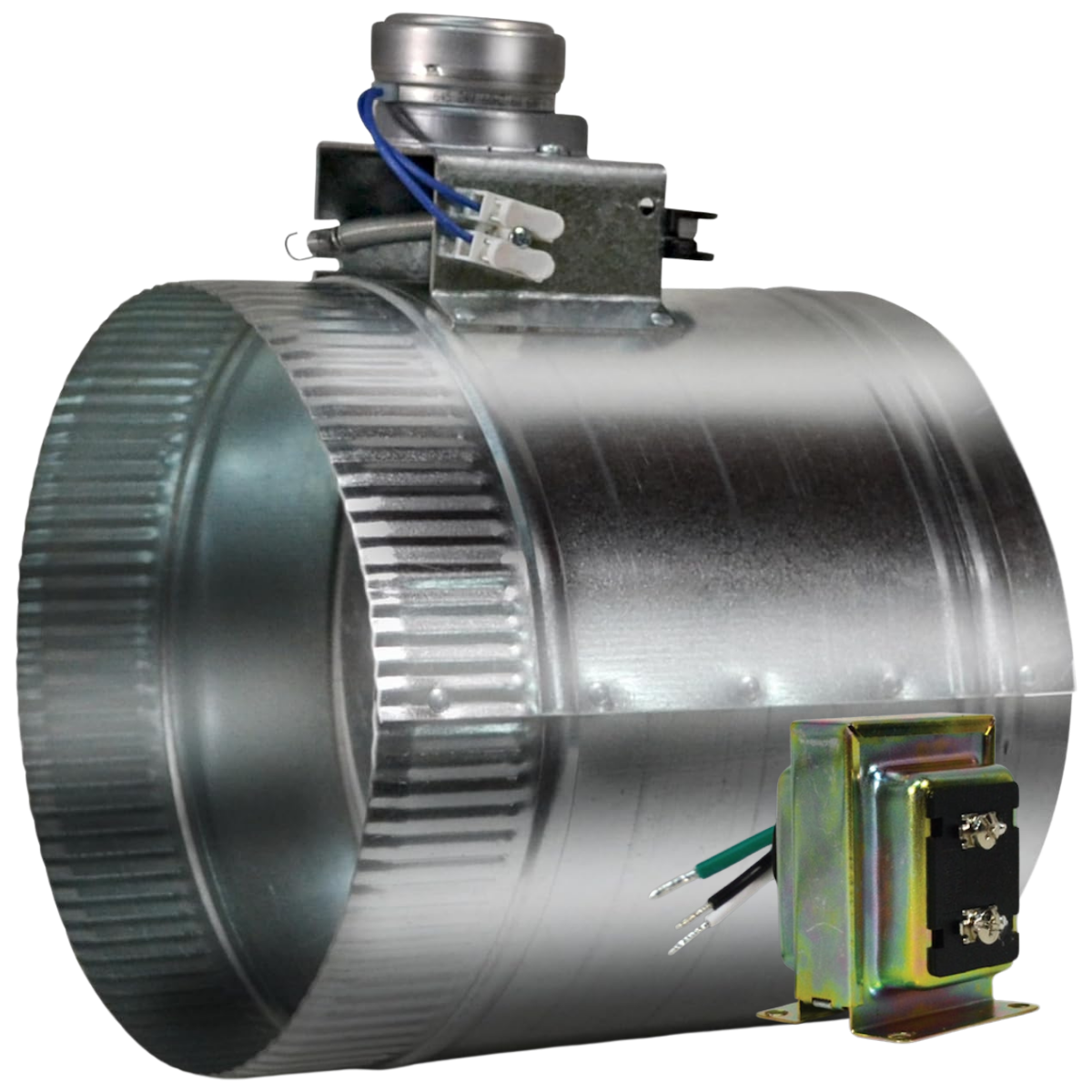 Suncourt ZoneMaster 24V Stud Mounted Transformer Motorized Damper - 8-In