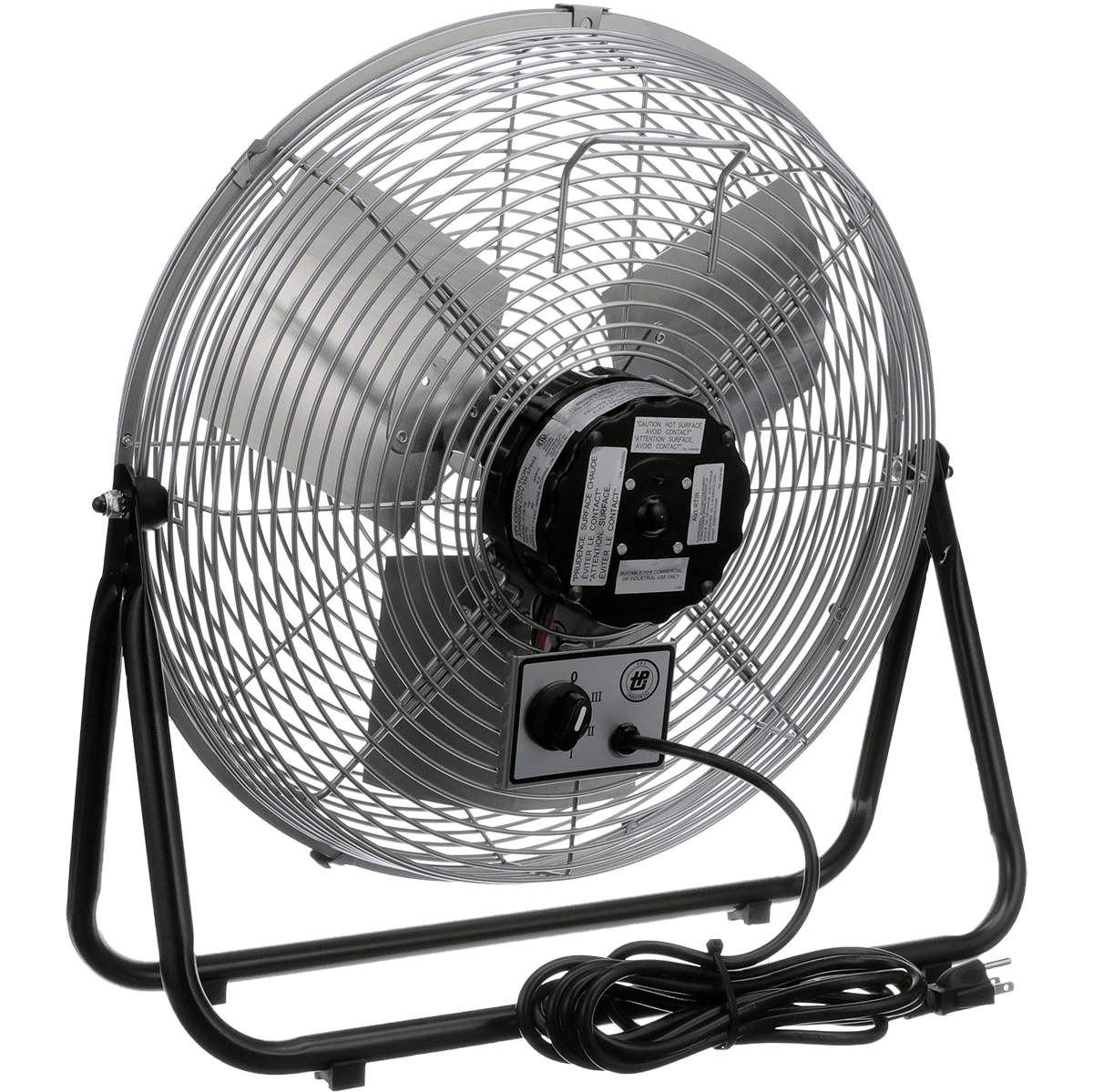 TPI F-TE 3-Speed 1/8 HP Tilt Head Industrial Floor Fan - 18-in - Angle