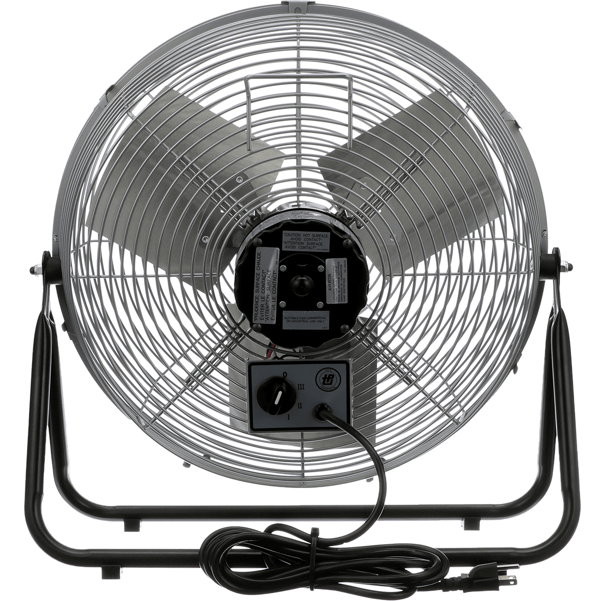 TPI F-TE 3-Speed 1/8 HP Tilt Head Industrial Floor Fan - 18-in - Back