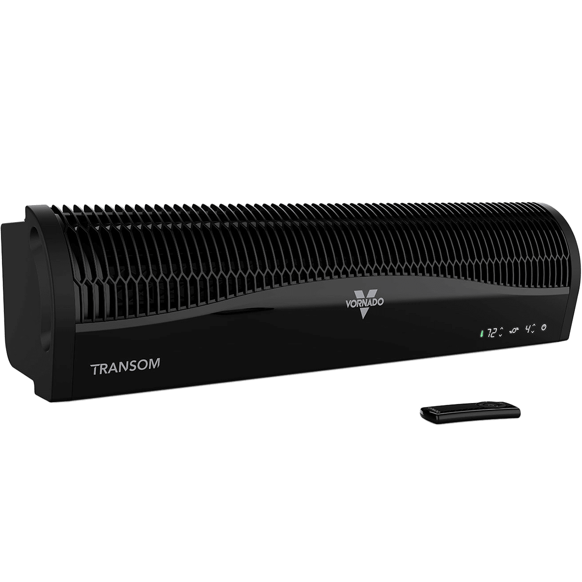 Vornado TRANSOM Window Air Circulator Fan - Black Angle View with Remote Control