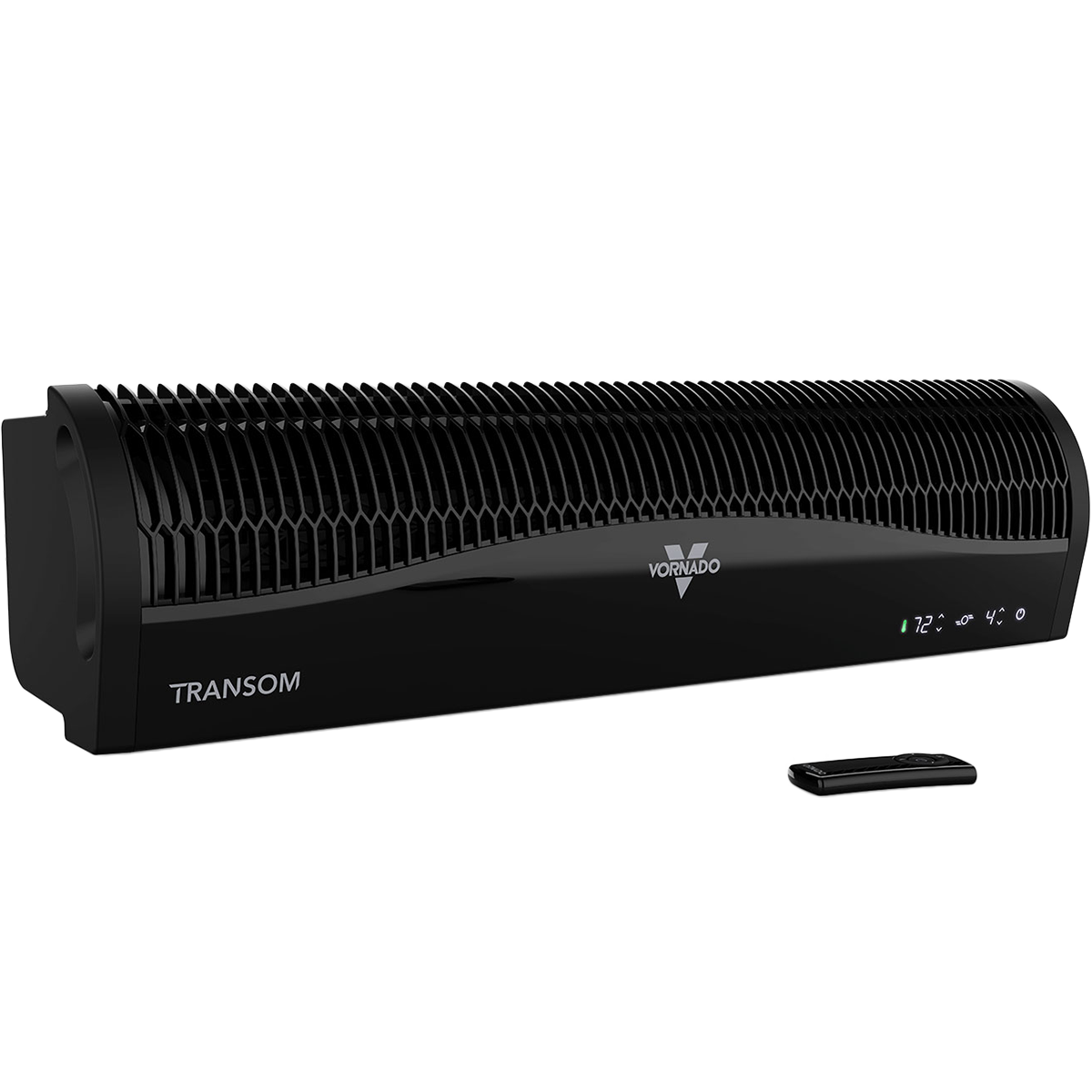 Vornado TRANSOM Window Air Circulator Fan - Black Angle View with Remote Control