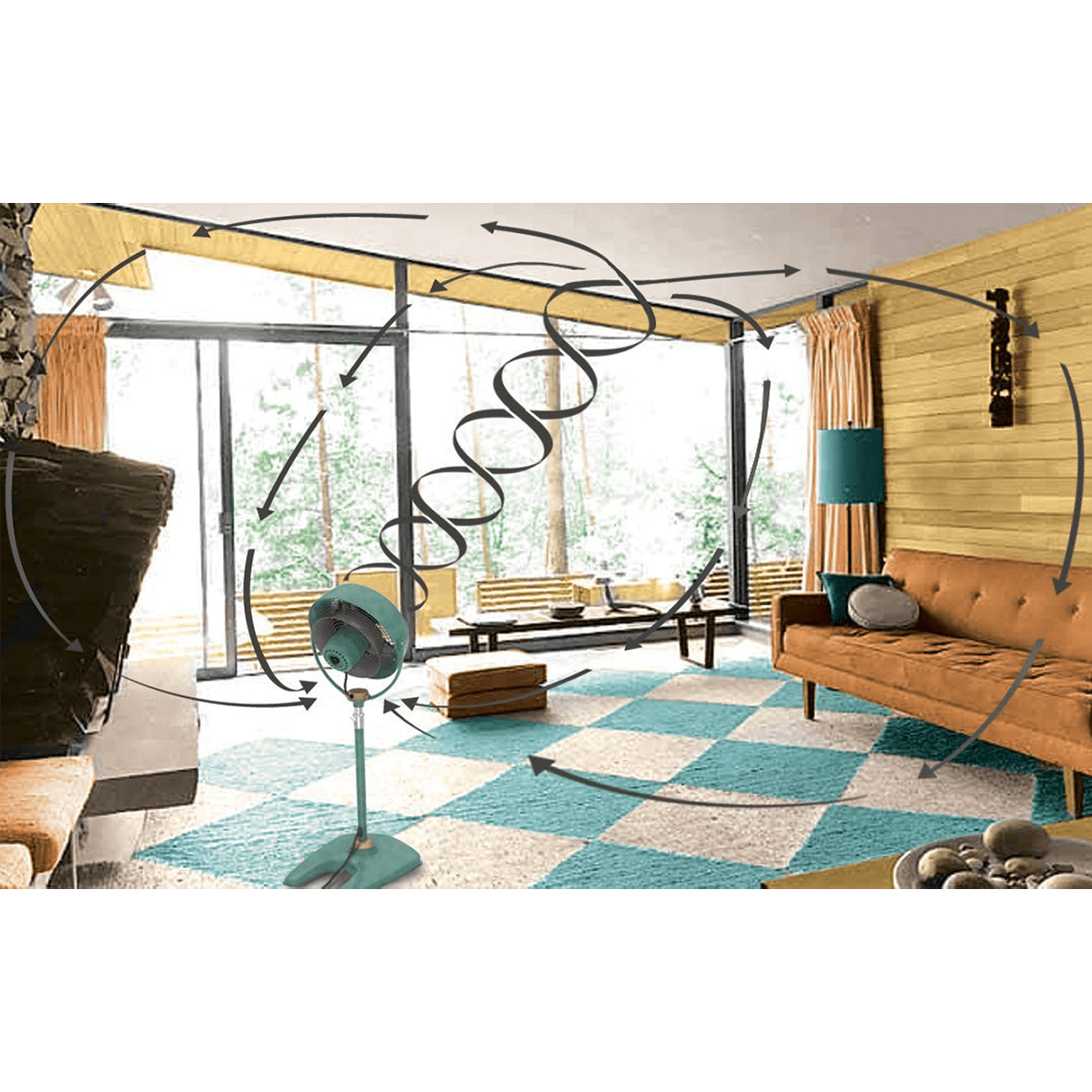 Vornado Vfan Sr Pedestal - Air Flow Illustration