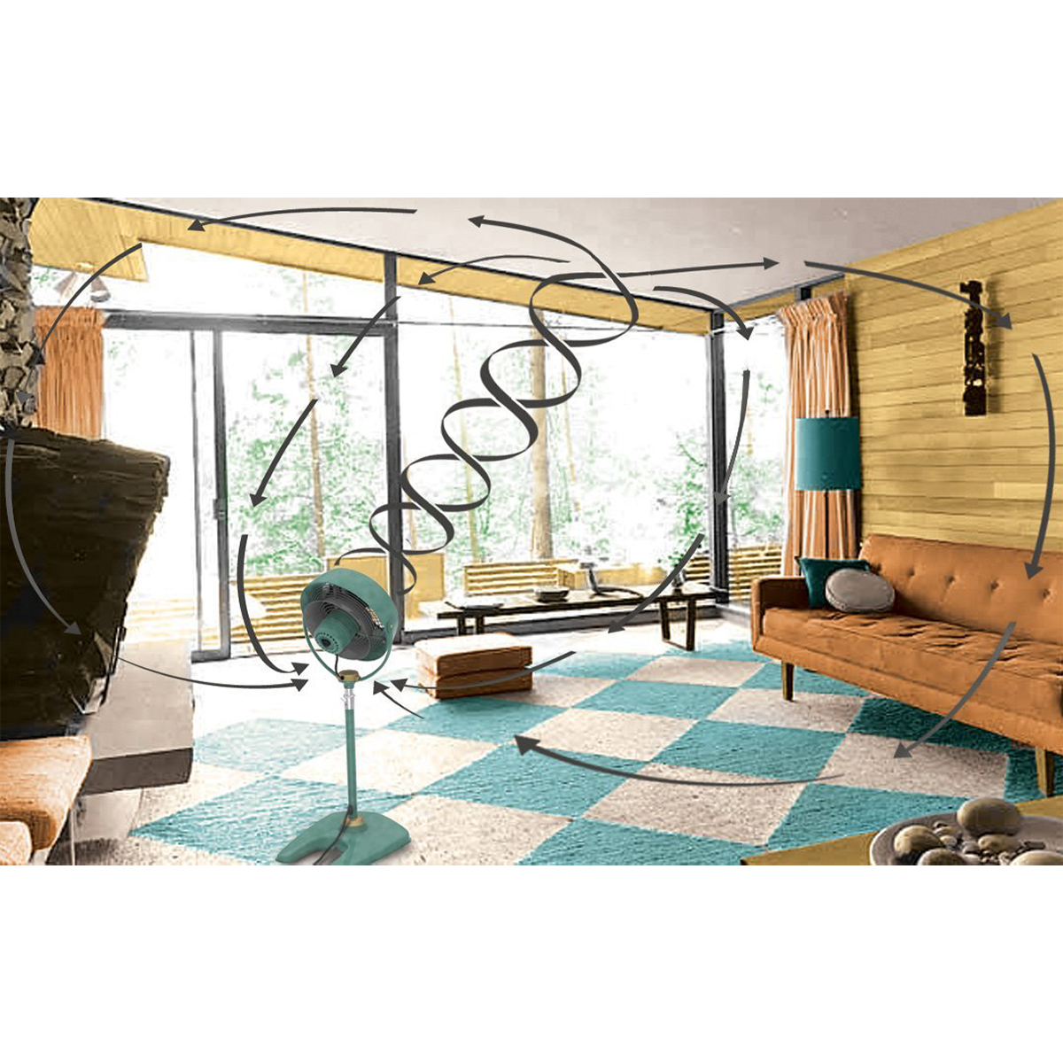 Vornado Vfan Sr Pedestal - Air Flow Illustration